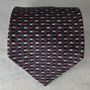 IV Front Vintage Silk Necktie Multicolor Geometric Wave Pattern Tie Made in USA